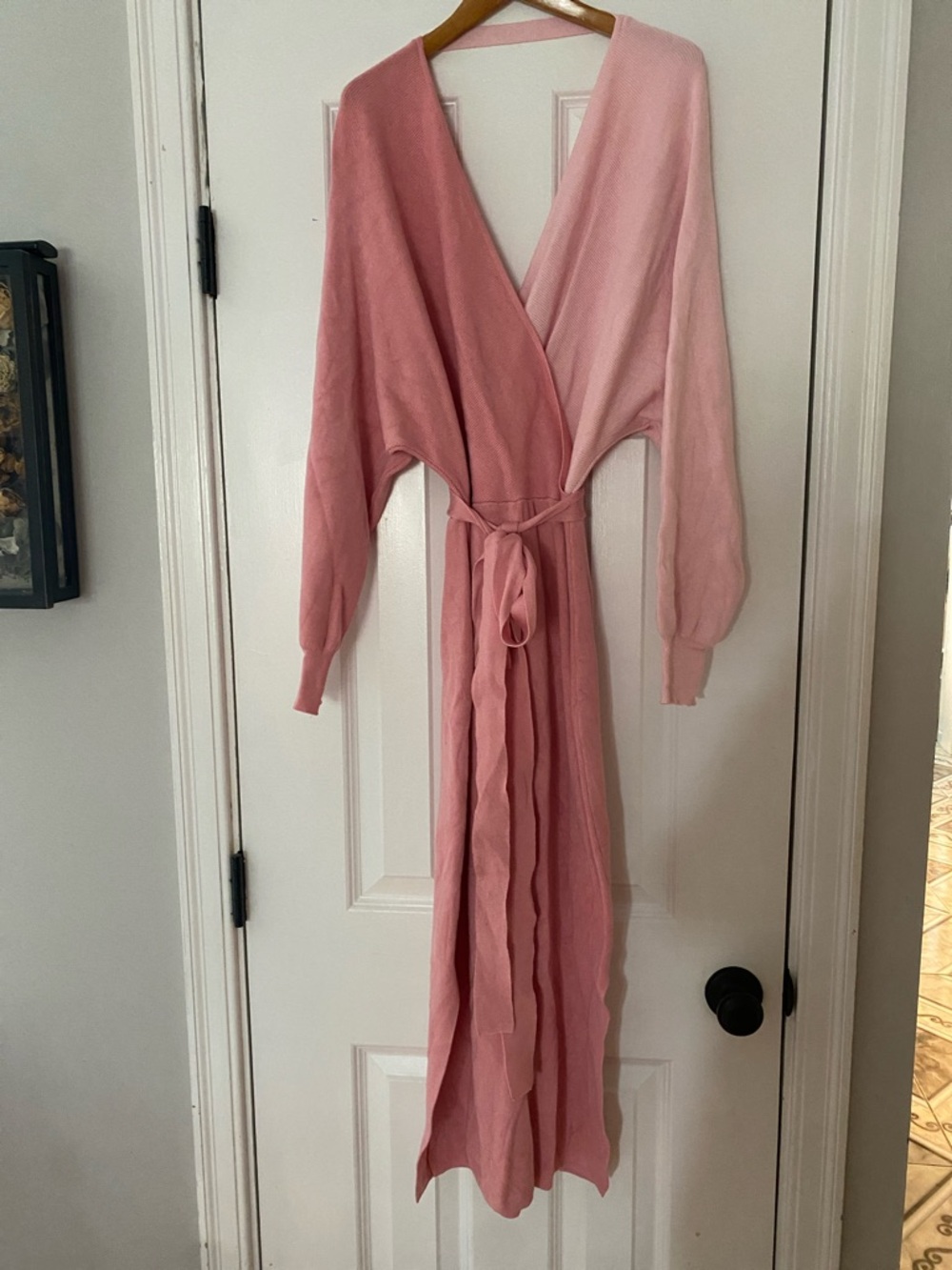 Pink Two-Tone Wrap Maxi Dress